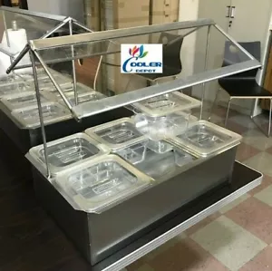 Cold Table Condiment Sauce Station Caddy 6 Container Sneeze Guard Countertop - Picture 1 of 4