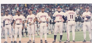 VINTAGE CLEVELAND INDIANS 1990S TYPE 1 5X12 PHOTOGRAPH LOFTON, THOME, BELLE MINT - Picture 1 of 3