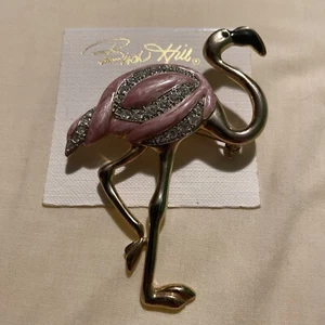 Adorable Pink Enamel and Crystal Flamingo Brooch. Measures 3.5” - Picture 1 of 3
