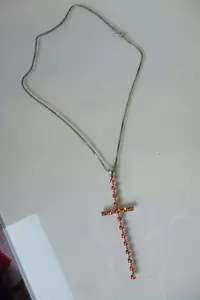 Collana Con Bellissimo Ciondolo, Argento 925 Con Ambra, Croce Mobile - Foto 1 di 8