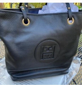 Bolso de Mano TOMMY HILFIGER LG Negro Guijarro Cuero Suave Boho Carrera Playa LG - Imagen 1 de 6