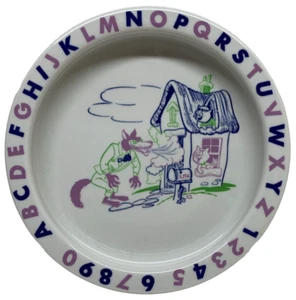 Big Bad Wolf ALPHABET ABC Children's Dish Shenango China 1964 7.5" x 1.25" USA - Picture 1 of 5
