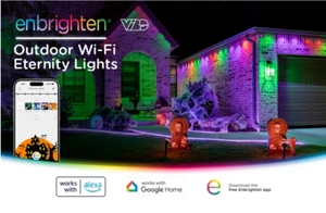 Enbrighten Eternity Permanent Outdoor Lights, 100ft, 72 RGBWIC LEDs, Black Ea... - Picture 1 of 11