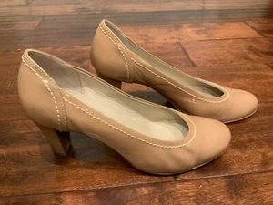 AGL Tan Patent Leather Wooden Block Heels, Size 9.5 (US), 39.5 (EU) - Picture 1 of 7