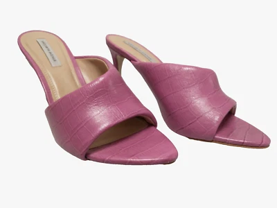 NWOB Saks Fifth Avenue Women's Purple Leather Croco Uva Stiletto Sandals 10M - Image 1 of 4