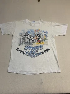 Vintage Disney World MICKEY'S 60TH BIRTHDAY 1928 -1988 White T-Shirt Sz M - Picture 1 of 12