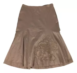 Colorado Skirt Mocha Brown Size 8 Fit Flare Midi Embroidered Casual Women's - Picture 1 of 11