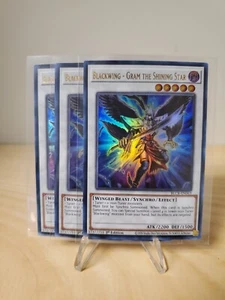 Yugioh TCG: 3x Blackwing - Gram the Shining Star BLCR-EN063 (1st Edition) - Picture 1 of 2