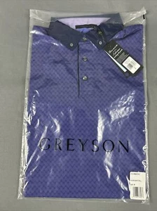 Greyson Golf Shirt Polo Mosquito Print Medium Night Fall Purple NWT MSRP $118 - Picture 1 of 9