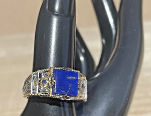 Gems en Vogue Michael Valitutti NH Sterling Silver Lapis Lazuli Ring Size 9 - Picture 1 of 15