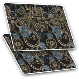 2 x Rectangle Stickers 7.5 cm - Steampunk Gears Pattern Clockwork Cool Gift #242 - Afbeelding 1 van 9