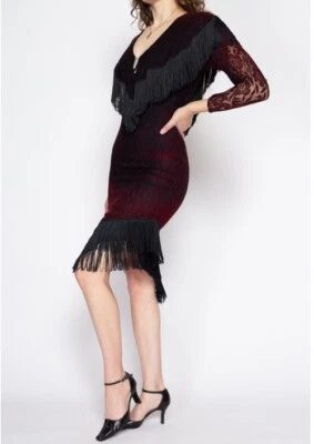 Vintage Climax Karen Okada for David Howard Black Fringe Party Dress XS/S - Image 1 of 4