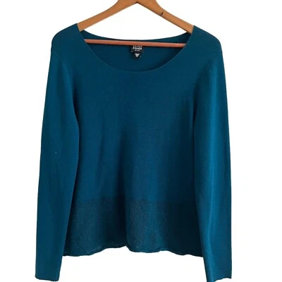 Suéter de Lana Merino Eileen Fisher PL Verde Azulado Ligero Minimalista Silencioso Lujo  Foto 1 de 4