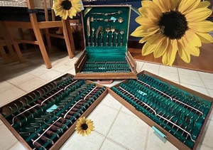 Johnny’s Gems Flatwear Lot Bangkok. 144 PC In the box. See photos For flaws., - Picture 1 of 24