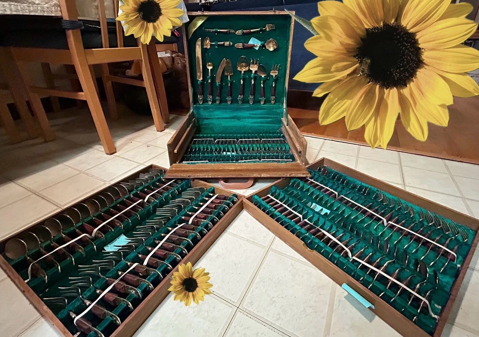 Johnny’s Gems Flatwear Lot Bangkok. 144 PC In the  box. See photos  For flaws., - Image 1 of 4