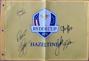 2016 US Ryder Cup Team autograph signed golf flag Fowler Reed Spieth Walker JSA - Picture 1 of 2