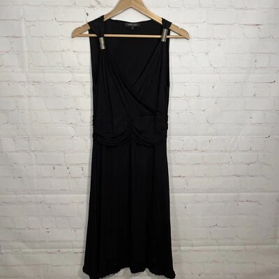 Vertigo Paris Sleeveless Dress Womens Size Large Black V Neck Ruffle - Image 1 of 4