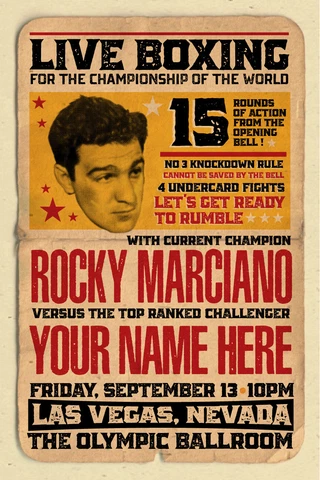 YOUR NAME on a Boxing champ poster vs Rocky Marciano - personalized & cool Cover