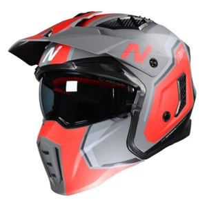 Nitro NZ302 Fighter Motorcycle Helmet Satin Black Red Gun - Picture 1 of 8