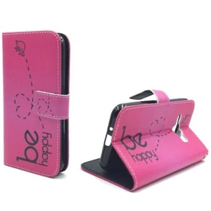 Schutz Hülle für Samsung Galaxy J1 (2016) Be Happy Pink Tasche + 1 Panzer Schutz - Afbeelding 1 van 3