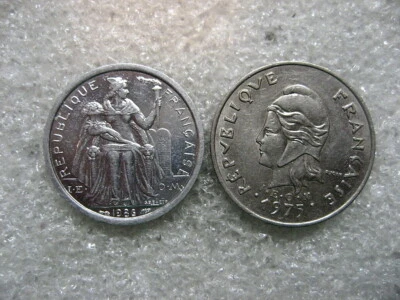 .Coin French Polynesia 1975 1986  lot of 2 coins - Image 1 of 2