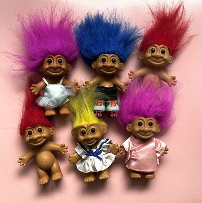 💛Trolls 💛 1990s Vintage X6 Russ Trolls Figures Lot Ballerina, Roller Skates - Image 1 of 4