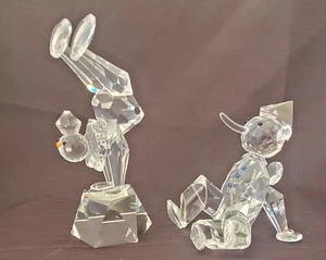 (2) Original Swarovski Crystal Figure Lot-Clowns-Hand Standing & Sitting-MINT-AE - Picture 1 of 6
