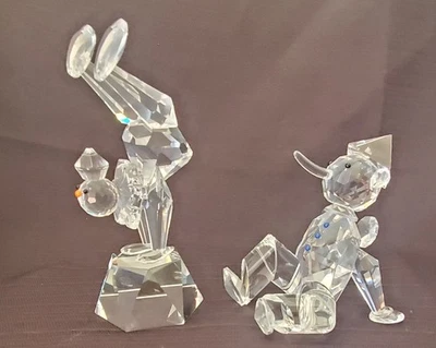(2) Original Swarovski Crystal Figure Lot-Clowns-Hand Standing & Sitting-MINT-AE - Image 1 of 4