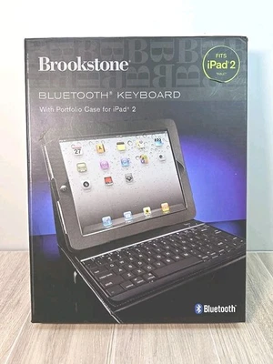 BLACK Brookstone Bluetooth Keyboard with Portfolio Case for iPad 2 NWT - Image 1 of 4