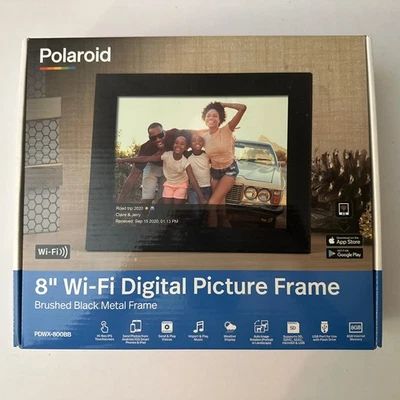 Polaroid 8" Wi-Fi Digital Picture Frame Brushed Black Metal Design (PDWX-800BB) - Image 1 of 2