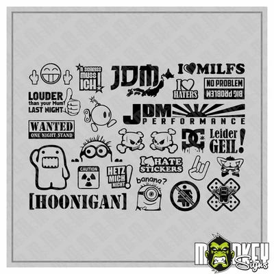 25tlg JDM Drifter Aufkleber 1:10 Sticker RC Car Modellbau Tuning Racing black - Bild 1 von 2