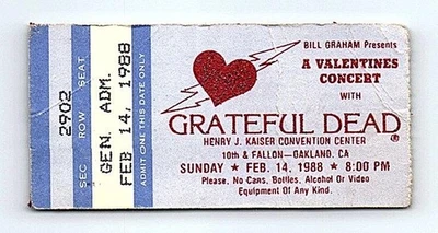 Grateful Dead Mail Order Concert Ticket Stub February 14 1988 Oakland California - Image 1 of 2