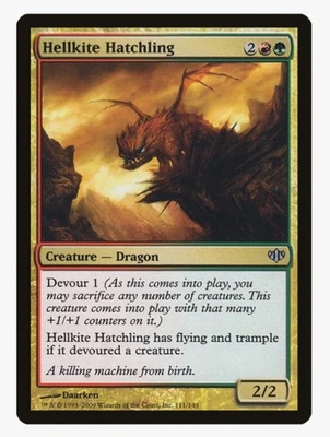MTG Hellkite Hatchling #111 Conflux (CON) Magic Card With Protective Sleeve  - Image 1 of 3