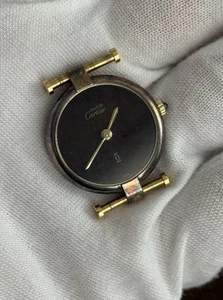 Vintage Cartier Vendome 925 Vermeil Quartz Watch Bordeaux Dial Rainbow Patina - Picture 1 of 5