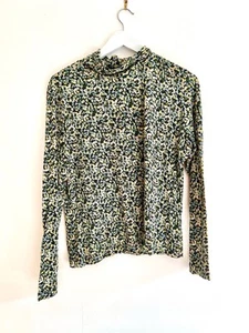 Long Sleeved Polo Neck T-Shirt H&M UK Size XL Floral Ditsy Pattern - Picture 1 of 3