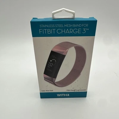 Fitbit Charge 3 不锈钢网眼表带 - 玫瑰金 - 全新带盒 — 第 1/2 张图片