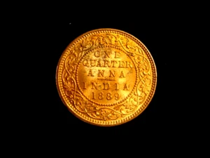 INDIA, British. VICTORIA, Empress. 1/4 ANNA 1889. Lustrous - Picture 1 of 2