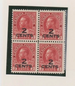 CANADA  140 2c on 3c Admiral Provisional block of 4, f-vf NH CV 175+ - Picture 1 of 1