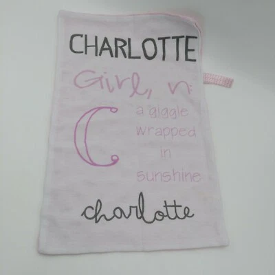 Charlotte Girl Giggle Wrapped In Sunshine Pink Minky Lovey 10"x15"  - Image 1 of 2