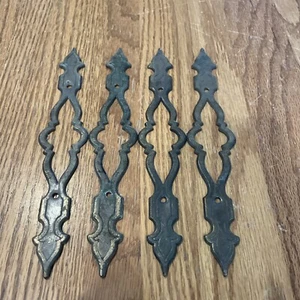 8-1/2” Vintage Brass Back Plates Reclaimed Furniture Hardware Set of 4 - Picture 1 of 5