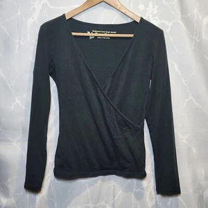 Victoria's Secret Tee Shop Long Sleeve Wrap Top Women's M Dark Green Deep V Neck - Picture 1 of 7