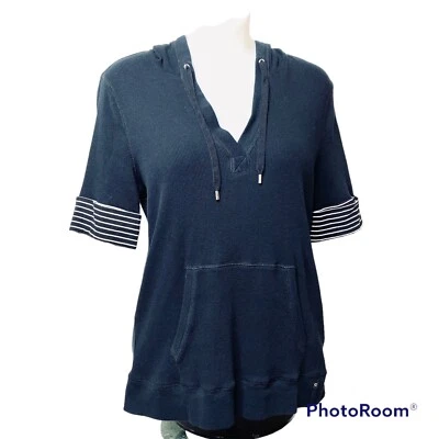 L-RL Ralph Lauren Active Top Women’s L Hooded V-Neck Kangaroo Pocket Cuffed - Image 1 of 4