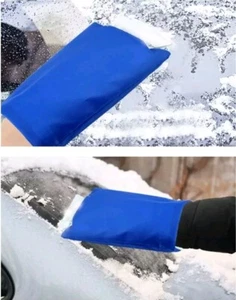 Car Ice Scraper With Built In Warm Fleece Glove Snow Frost Remover  Fleece Blue - Picture 1 of 3