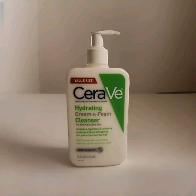 CeraVe Hydrating Cream to Foam Cleanser w/Ceramides Removes Makeup 16oz - Image 1 of 2