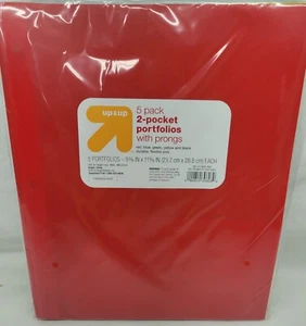 5 Pack Multicolor Plastic Two Pocket Folders With Prongs - NIP - Picture 1 of 3