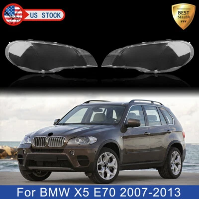 Pair Headlight Lens Cover Lampshade Lamp Cover Fit For 2007-2013 BMW X5 E70 2Pcs - Изображение 1 из 4