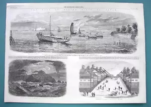 Estampado en madera 1858 - Earl Elgin y Fleet Visits Japón Yedo Tokio - Imagen 1 de 2