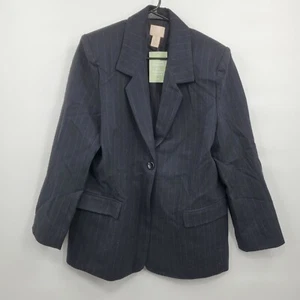 H&M Striped Long Sleeve Single Button Blazer Jacket Women Size Small NWT - Picture 1 of 15