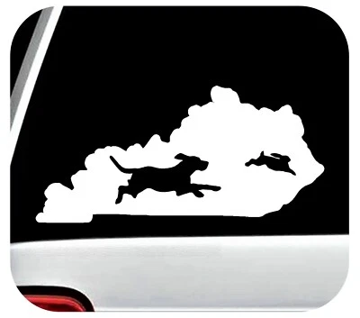 Kentucky Beagle Chasing Rabbit Decal Sticker Car Truck SUV Gun Hunting BG993 - Image 1 of 4