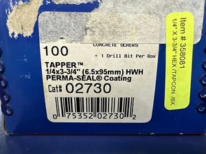 Powers Tapper Concrete Screws 1/4”x3-3/4” 02730 (Box of 100) - Picture 1 of 2